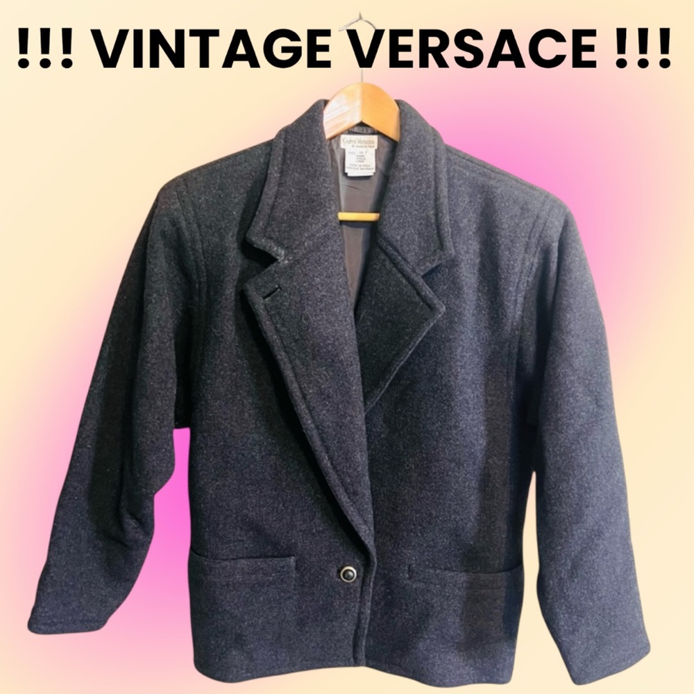 Gianni Versace Vintage Coat Charcoal Gray Wool Italian size 40/US 6